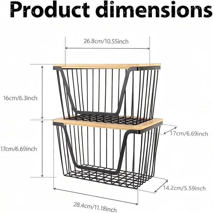 2 PACK Pantry Organizers and Storage, Stackable Onion Potato Bins | Large Wire Storage Basket, Breathable Design for Onion, Potato, Garlic, Fruit, Vegetables Fresh, Kitchen Pantry Storage - Image 6