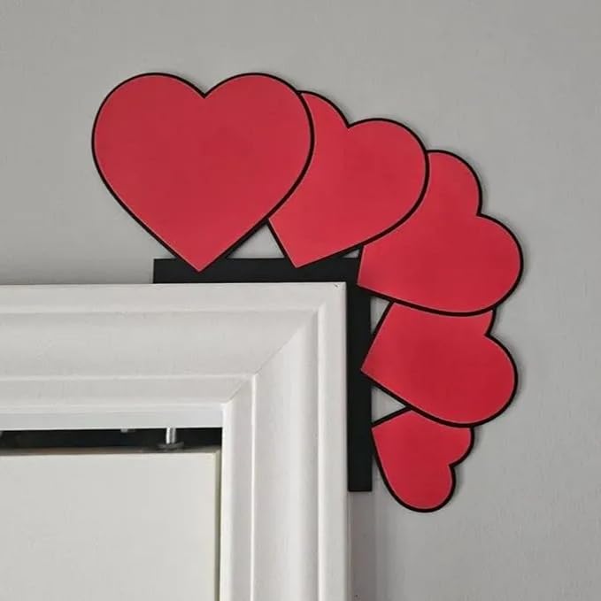 2025 New Year Gift - Cute Metal Door Topper Love You Bye Over Door Frame Decor Corner Sign Black Ornaments Wood Decorations Funny Christmas (Falling Hearts) - Image 2