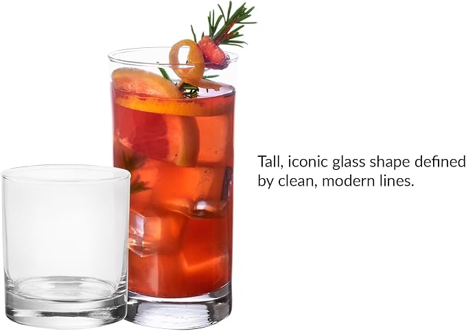 12 Piece Clear Glass Drinkware Set, Premium Cooler and Rock Glass Cups Assortment, Multipurpose Glassware for Water Juice Milk and Cocktail Beverages - Image 4
