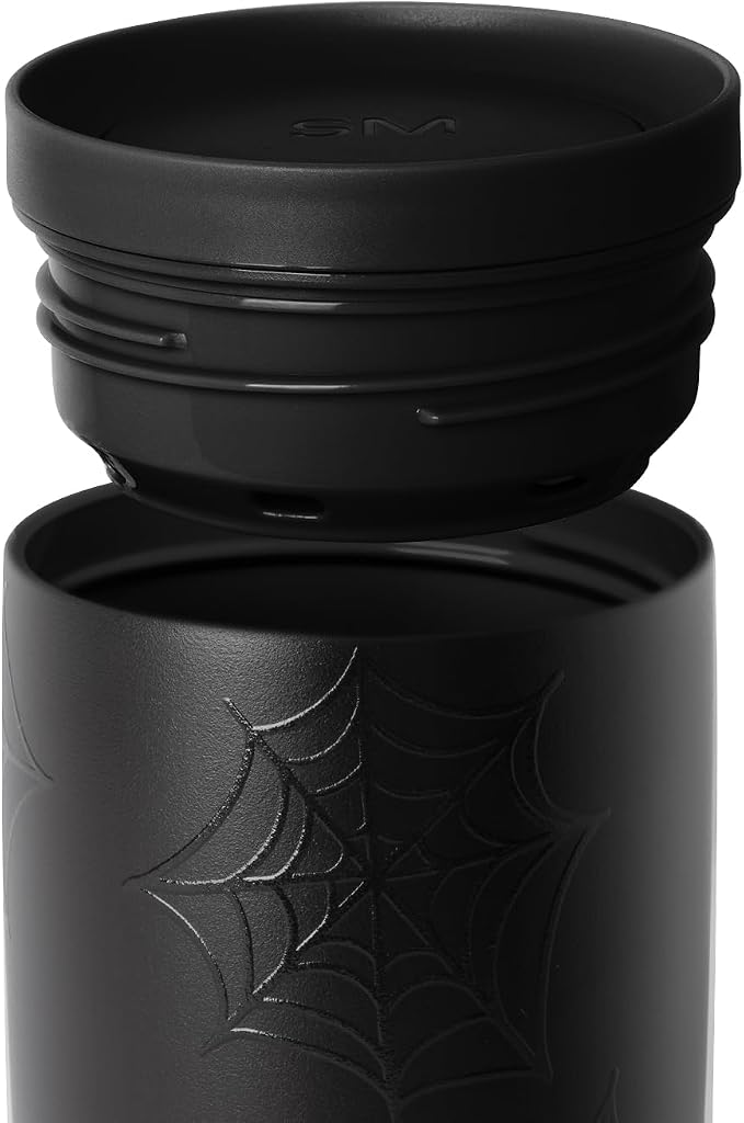 Simple Modern Halloween Travel Coffee Mug 360° Lid | 16oz | Spiderweb | Voyager Ceramic-Lined Insulated Stainless Steel Coffee Tumbler, Iced Coffee Cup, Mug with Lid | Fits Cupholder, Spiderwebs - Image 4