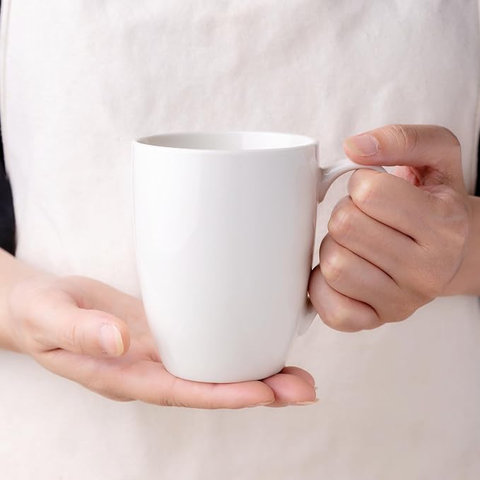 GBHOME 12 OZ Off White Coffee Mugs, Porcelain Bulk Coffee Mugs with Large Handle for Man, Woman, Light Weight Coffee Mugs Set of 4 for Latte/Cappuccino/Cocoa/Milk, Dishwasher & Microwave Safe - Image 5
