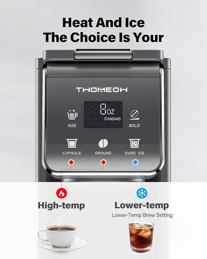K Cup Coffee Maker With Bold Setting, Single Serve Hot & Iced Coffee Maker for K-Cup and Grounds, 52 Oz Removable Water Tank, 6 to 14oz Brew Size, Pod Coffee Machine With Reusable Filter, Gray - Image 2