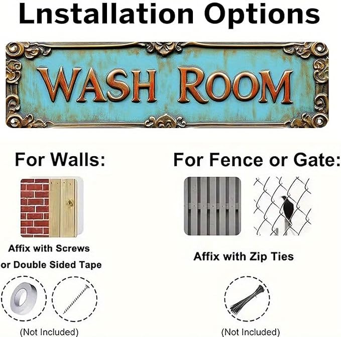 Bar Sign Bar Gifts Vintage Metal Wall Decor Sign"WASH ROOM" Street Sign Funny Man Cave Decor Accessories for Home, Bar, Bathroom, Bedroom Unique Retro Tin Signs for Outdoor 4 X 16 inches - Image 5
