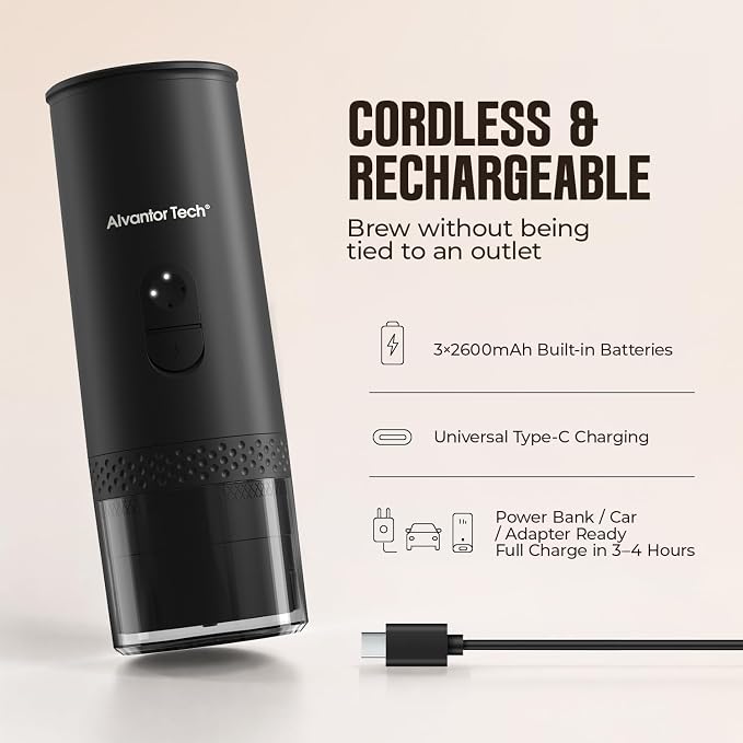 Portable Electric Espresso Machine, Mini Self-Heating Travel Coffee Maker for Ground Coffee & NS Capsules, Ideal for Camping, RV, Hiking & Office - Image 3