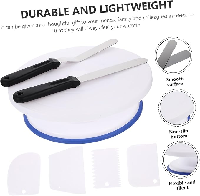 Cake Decorating Turntable with Smooth Rotation Double Bearings Spatula and Scraper for Baking DIY Dessert Stand Practical Cake Decorating Table for Bakery and Party Use