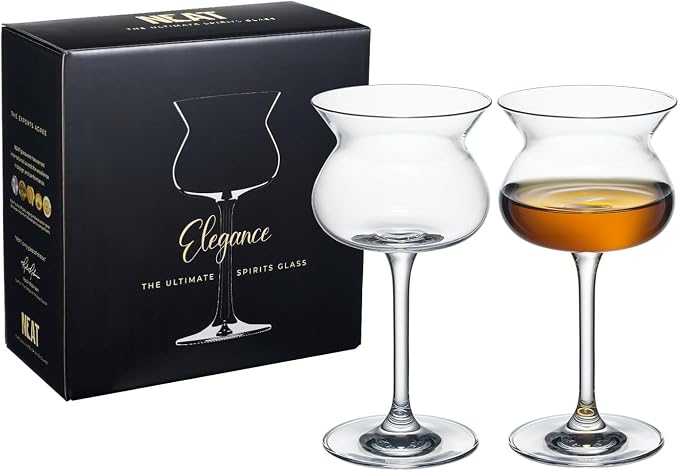 Neat Glass Elegance 2Pak Stemmed Spirits Glasses Official Tasting & Judging Glasses European Crystalline Bowl Shape Tasting Nosing Glasses for Cognac, Spirits, Whiskey, Scotch, Brandy Vodka 7" H 12oz by ARSILICA