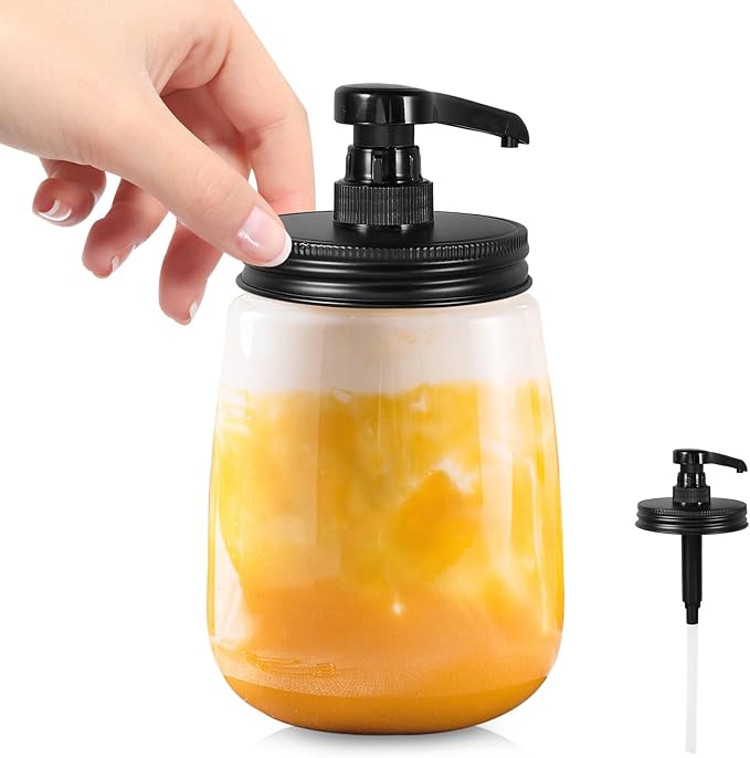 Reusable Syrup Bottle Pump Dispenser Replacement for Syrup Jars Kitchen Use Fits Mason Jar Lids Easy Dispensing for Honey Jam Lotion Soap