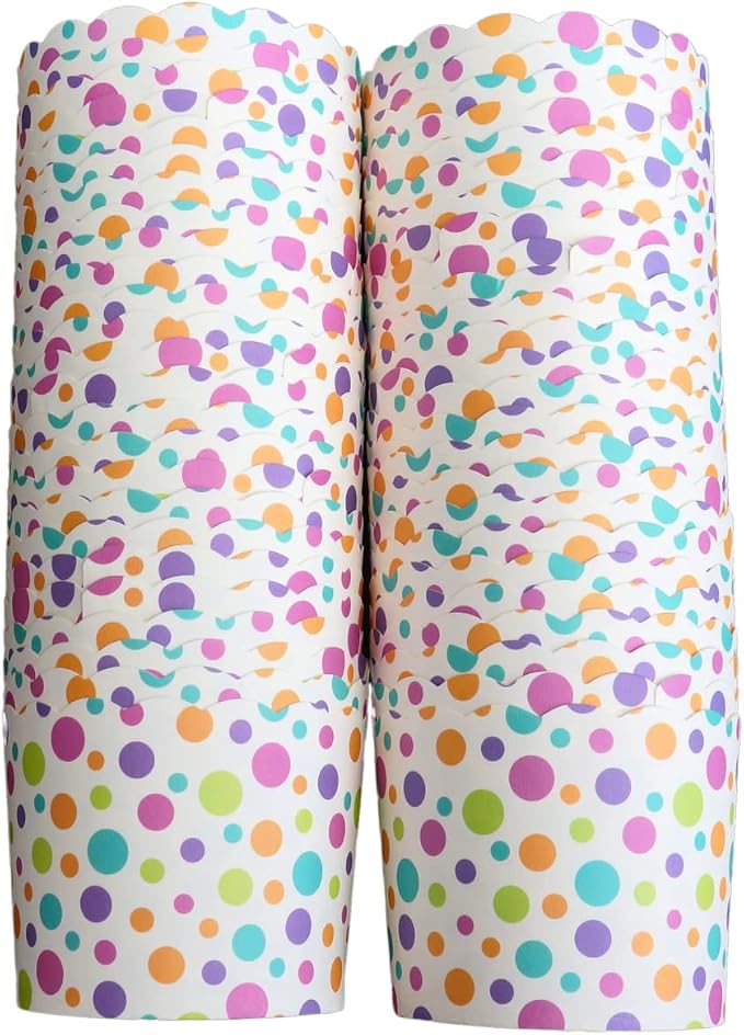 Paper Baking Cups (Polka Dots), Greaseproof Disposable Cupcake Liners (Multi, Large Cups (50-Pack)) by Bake-In-Cup