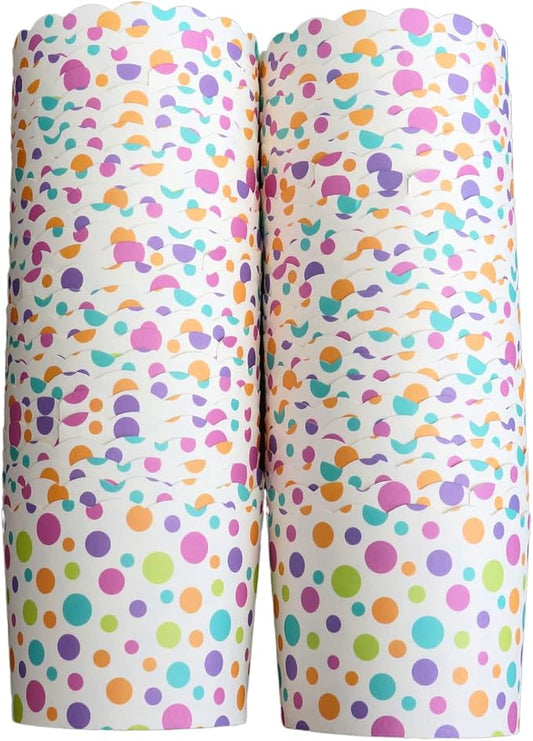 Paper Baking Cups (Polka Dots), Greaseproof Disposable Cupcake Liners (Multi, Large Cups (50-Pack)) by Bake-In-Cup