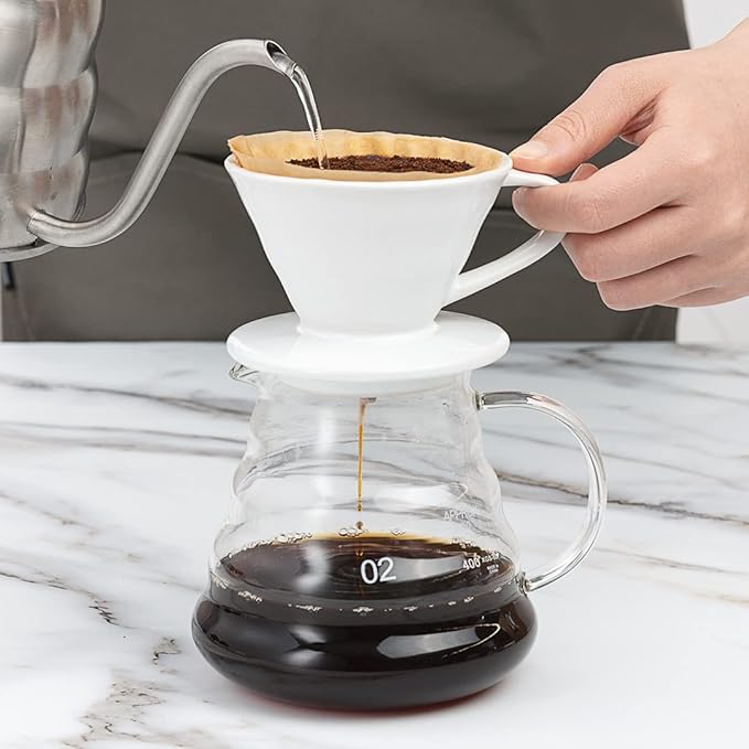 Restaurantware Restpresso 10 Ounce Coffee Dripper 1 Reusable Coffee Cone - With Drip Hole Retains Heat White Ceramic Pour Over Coffee Dripper For Home Cafe Or Restaurants