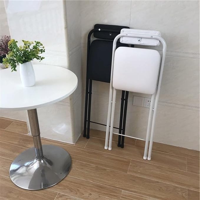 2 PC Collapsible Bar Chairs with Backrest Footrest,Folding Stool Padded Counter Height Bar Stool,Folding Tall Bar Stools for Kitchen Gameroom,Black,24inch - Image 4