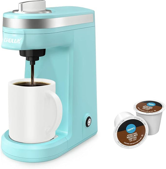 CHULUX Mini Coffee Maker for K Capsule, Single Serve Coffee Maker for One Cup Americano, Lightweight Pod Coffee Machine, Aqua | Fast-Heating Boiler System, Single Cup Brewing, Portable Compact Design, Four-Hole Multi-Stream Needle, Adjustable Drip Tray by CHULUX