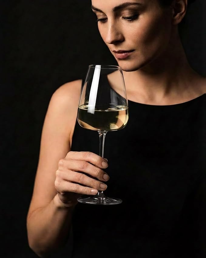 Hand-Blown 18OZ Crystal Wine Glasses Set of 4, Lead-Free Crystal Glasses with Unique Bottom Design for Red, White Wine, 530ml - Image 3