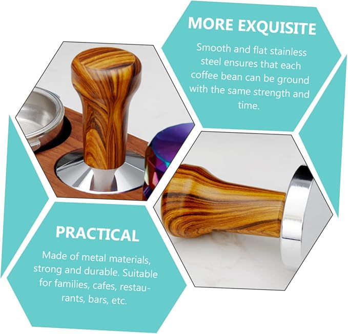 Flat Espresso Tamper Wooden Handle Bean Presser Coffee Tool Espresso Machine Tamper for Cafe Home
