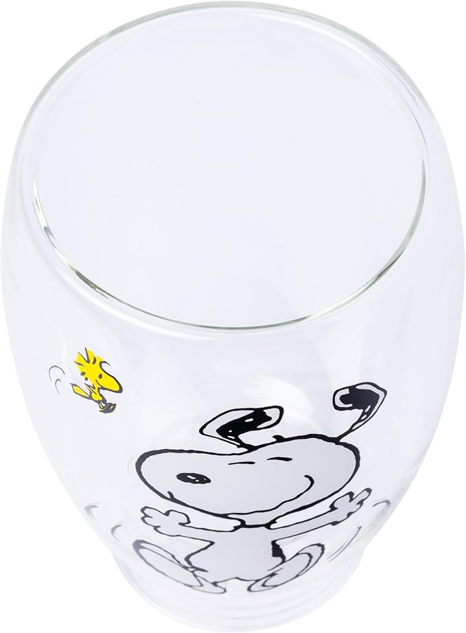 Silver Buffalo Peanuts Snoopy, 2 Pack Double Walled Glass Set, 12.5oz | Piece, Woodstock and Charlie Brown, 0.37 Liters - Image 8