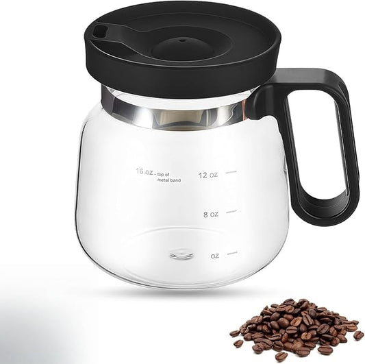 16oz coffee pot mug, coffee pot coffee mug, with spill-proof lid and heat-resistant glass, an ideal gift for coffee lovers