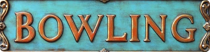 Bar Sign Bar Gifts Vintage Metal Wall Decor Sign"BOWLING" Street Sign Funny Man Cave Decor Accessories for Home, Bar, Bathroom, Bedroom Unique Retro Tin Signs for Outdoor 4 X 16 inches by Unknown