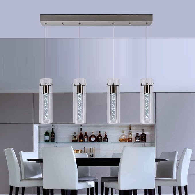 Pendant Lights Kitchen Island with Remote, 3000K-6000K Dimmable LED Brushed Nickel Pendant Light Fixtures, Modern Kitchen Pendant Lighting Over Island for Dining Room & Bar Counter - Image 5