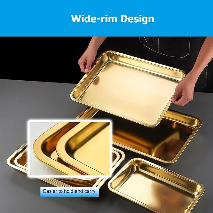 6 Pcs Stainless Steel Baking Sheet Set, Dishwasher Safe Cookie Tray, Non-Stick Oven Pan for Roasting, Durable Kitchen Bakeware (58x42x2cm / 22.8x16.5x0.8) - Image 4