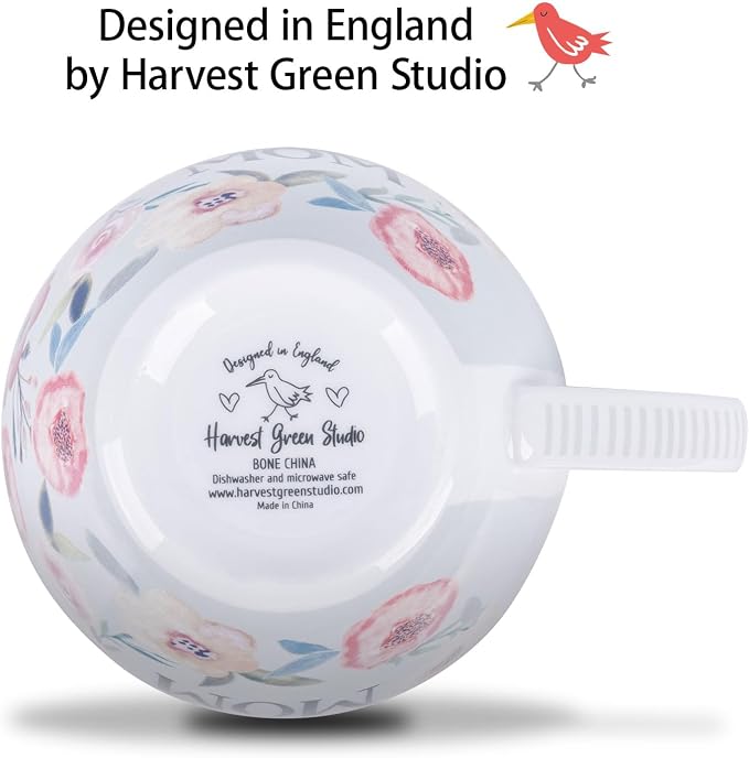 Best Mom Ever Coffee Mug - 20 oz Large Bone China Mug with Floral Design, Thoughtful Mothers Day Gifts for Mom Women, Designed in England by Harvest Green Studio - Image 7