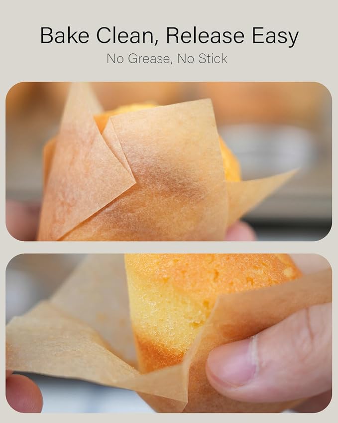 Bake Choice 200pcs Natural Mini Tulip Cupcake Liners for Baking, Unbleached | Mini Tulip Muffin Liners, Greaseproof EU Parchment Paper, for Party, Christmas, Valentines - Image 4