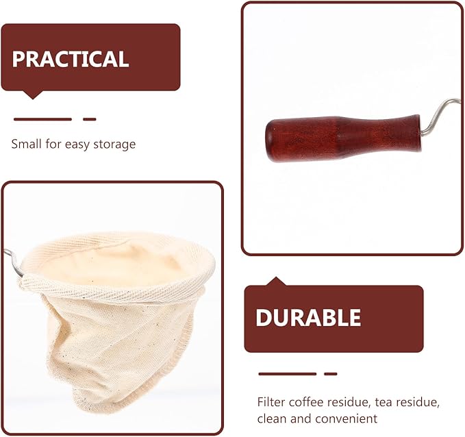 BESPORTBLE Reusable Cotton Coffee Filter Bag Large Mesh Multi-use Coffee Strainer Pouch for Tea and Milk Tea Brewing Washable and Portable with Red Handle for Home and Travel