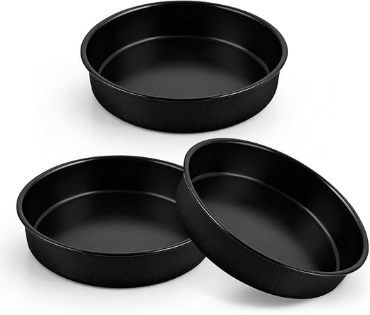 P&P CHEF 9 Inch Cake Pan Set of 3, 3 Pcs Nonstick Round Cake Baking Pans | Stainless Steel Core & Non-stick Coating, Layer Cakes Tin for Cooking, Ideal for Birthday Wedding, Oven & Dishwasher Safe by PPCHEF