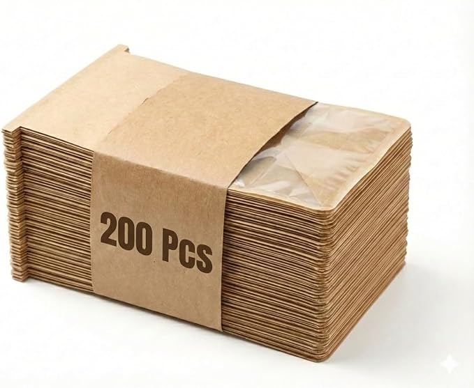200 Pack Eco-Friendly Kraft Paper Bakery Bags with Clear Window, Reusable Tin Tie Tab Lock for Sealed Freshness, Baked Goods Packaging for Gifting and Bake Sale Small(5.1 * 11 * 3.9Inches) - Image 7