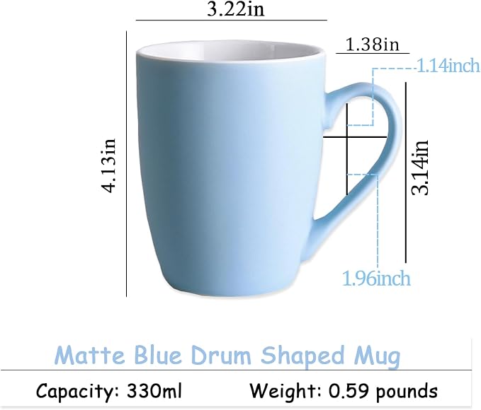 Coffee Mugs Set of 6, 12oz Ceramic Coffee Mugs with Handle, Matte Porcelain Coffee Mug for Latte, Tea, Cocoa, Cappuccino, Cups for Women Men for Home Restaurant Mug (Blue) - Image 2