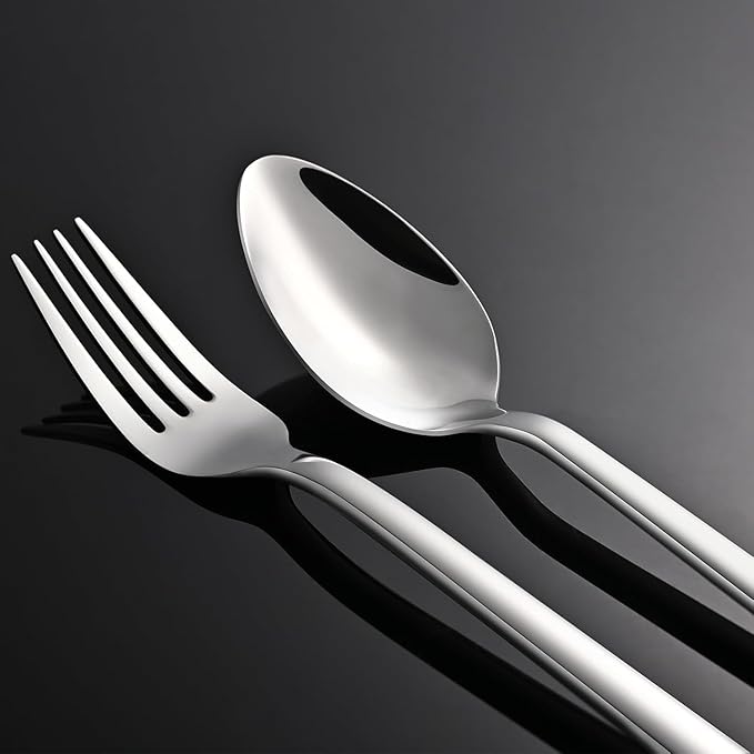 KINGSTONE Silverware Set, 5 Piece Flatware Cutlery Set for 1, 18/10 Stainless Steel Silverware Mirror Polished Dishwasher Safe for Home, Restaurant, Wedding, Party(Silver, 5 pieces for 1) - Image 6