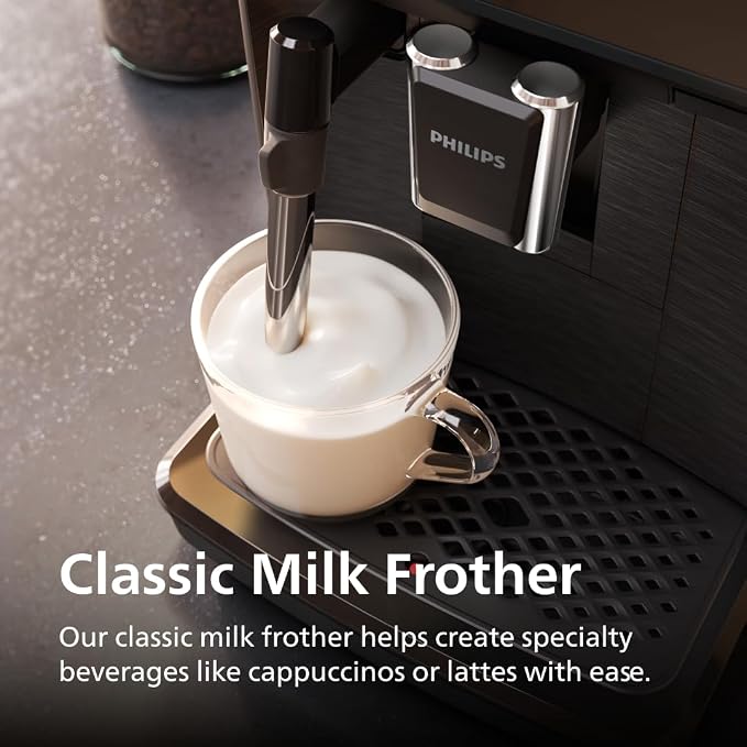 Philips 1200 Series Fully Automatic Espresso Machine, Classic Milk Frother, 2 Coffee Varieties, Intuitive Touch Display, 100% Ceramic Grinder, AquaClean Filter, Aroma Seal, Black (EP1220/04) | Classic Milk Frother, 2 Coffee Varieties, Intuitive Touch D... - Image 4