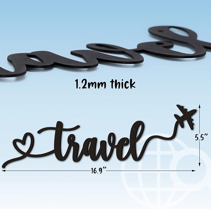 Qmetalart Travel Decor Metal Wall Art Backdrop Decoration Sign Word Hanging for Home Living Room Bedroom Office Housewarming Gift for Travel Lover - Image 3