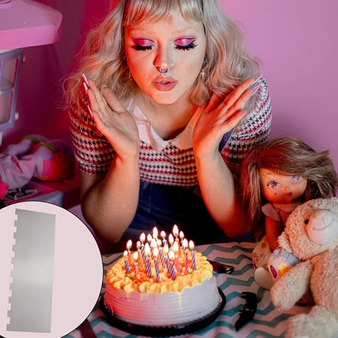 8.6 Inch Stainless Steel Cake Scraper Metal Scraper for Cake Smoother Leveler Scraper Cake Decorating Comb Cake Cutter for Mousse Butter Cream (Style 2)