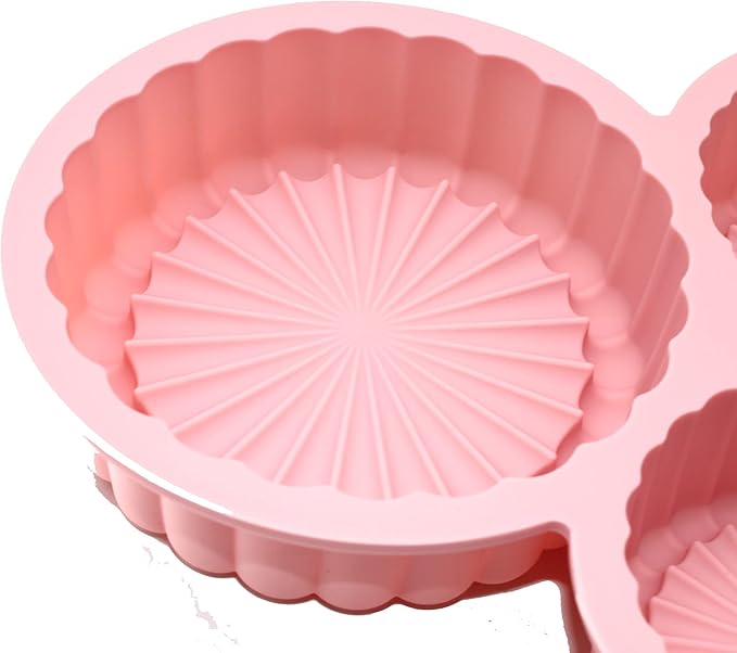 X-Haibei Round Pleats Cake Pan Jello Mousse Pizza Pudding Hamburger Bread Silicone Mold, Dia. 4.8inch, 3.2inch