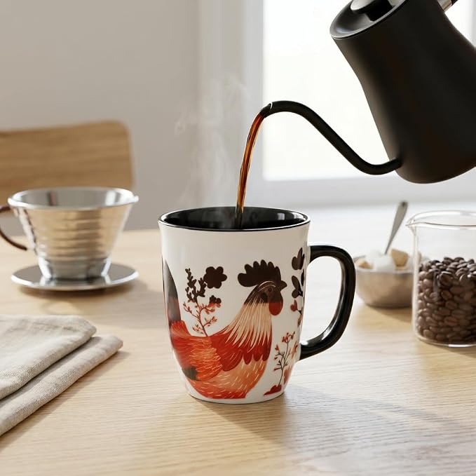Chicken Mug - 16oz Farmhouse Heat Sensitive Cup, Rooster Tea Mugs for Kitchen, Novelty Coffee Mugs for Women, Chicken Themed Gifts for Christmas - Image 6