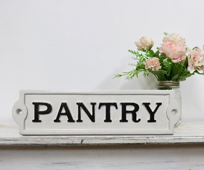 Farmhouse Decor Metal Pantry Signs - Cast Iron Door Room Plaques with "Pantry" - Image 4