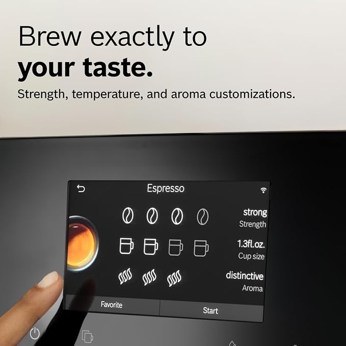 Bosch 800 Series Fully Automatic Coffee, Espresso Machine - Black | Double Cup, Touchscreen, Large Bean Capacity, 35 Drinks, Cold Brew, Save up to 10 Profiles, Integrated Grinder, Milk Frother - Image 7