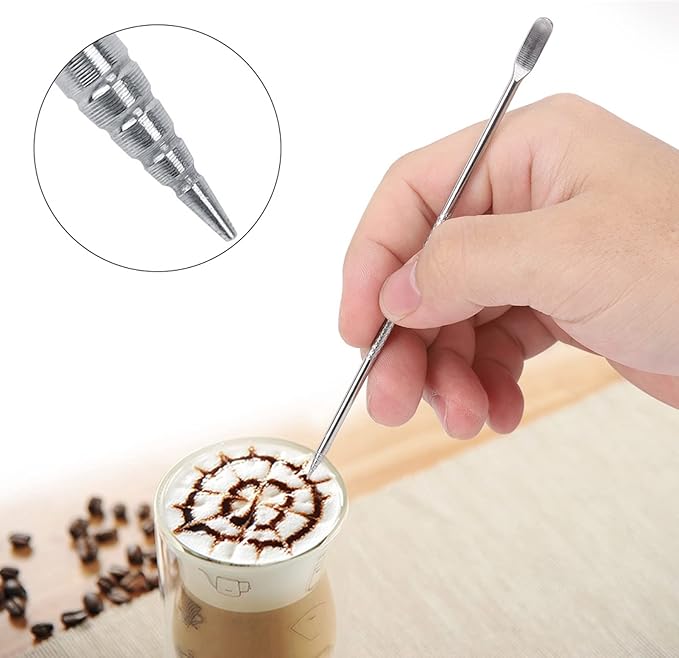 3PCS Latte Art Pen, Stainless Steel Coffee Needle Coffee Drawing Tool with Handle Double Ended Barista Accessories for DIY Art Tool