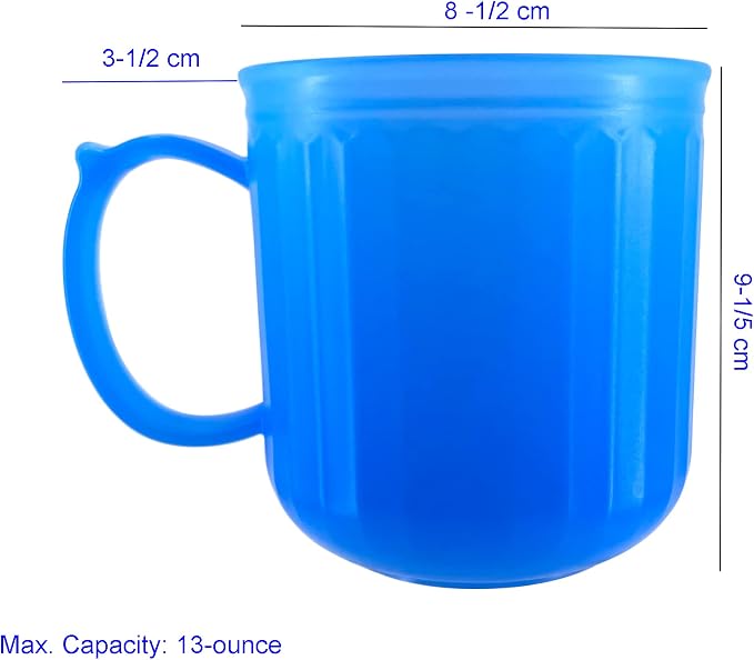 Plastic Coffee Cup with Handle set of 4, 13 oz Iced-Tea Mug Coastal | BPA Free Reusable Food Grade PP, Unbreakable, Dishwasher Safe, Lightweight, Elderly Kid Safe, Kitchen Party Camping Outdoor - Image 5