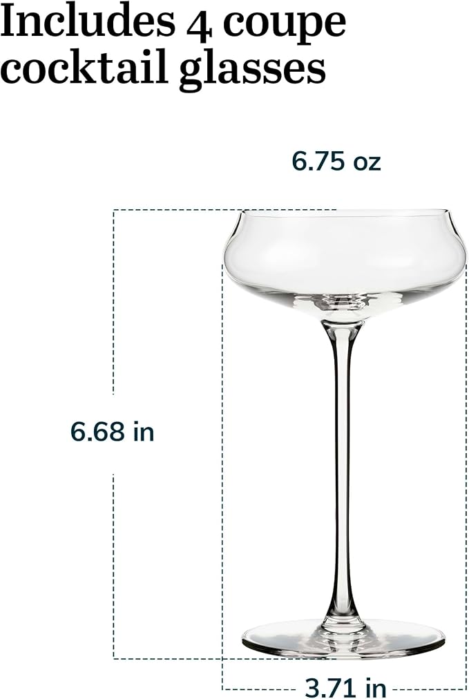 Libbey Signature Stratford Coupe Cocktail Glasses Set of 4, Artful, Lavish Coupe Martini Glasses, Stemmed Cocktail Glasses for Weddings, Birthdays - Image 3