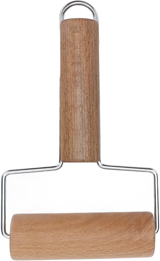 Rolling Pin, Beech Wood and Stainless Steel Dough Roller, Smooth Polished Surface, 160g Pastry Tool for Pizza Cake Bread Cookie Baking Home Kitchen Bakers - Image 8