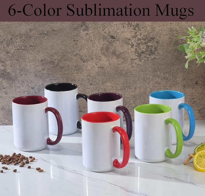 ABBSH Sublimation Mugs, 15oz, 6 Assorted Colors 12Pack - Image 6