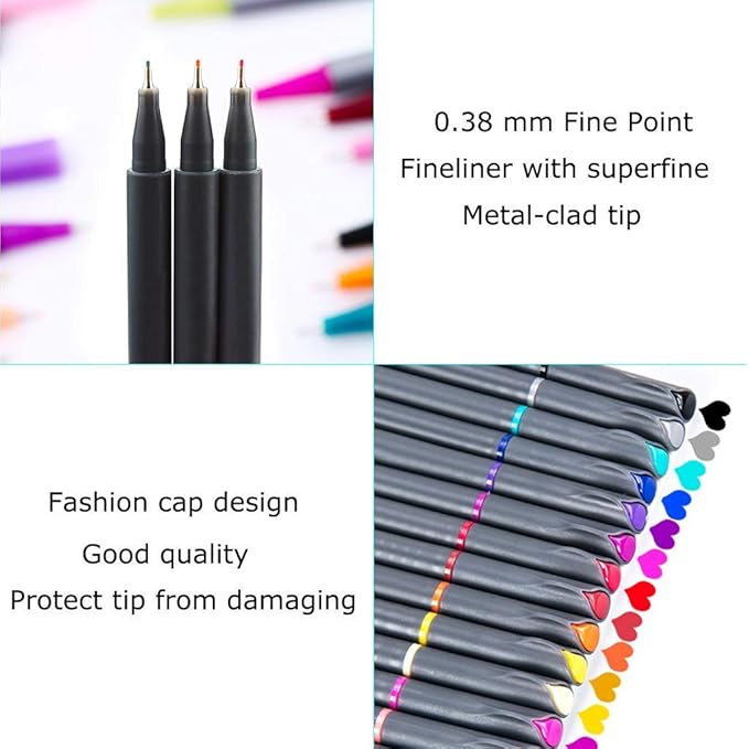 iBayam Office Supplies Gifts for Women Men Desk Calendar Note Taking, Journal Planner Pens Colored Pens Fine Point Markers Fine Tip Drawing Pens Fineliner Pen for School Office Home Supplies, 24-Pack