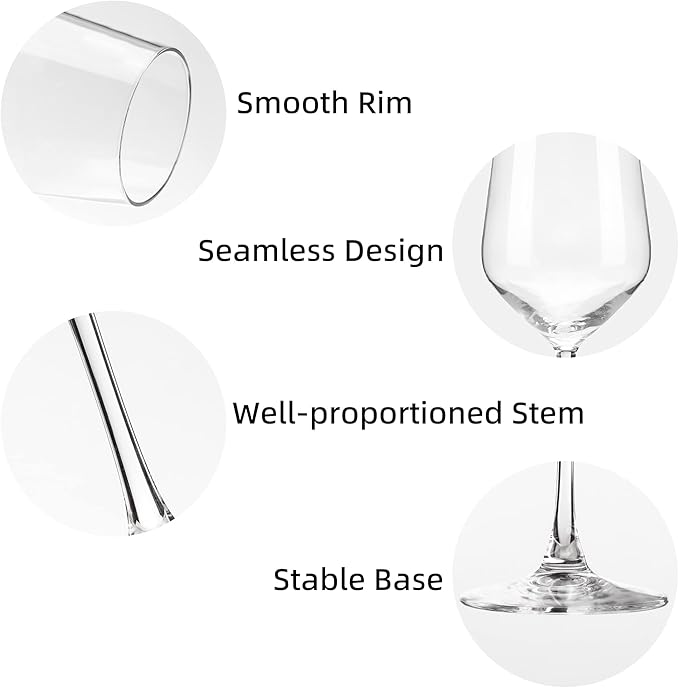 YANGNAY Wine Glasses Set of 6, 13 Oz Red or White Wine Glass with Stem, Perfect for Home, Restaurant, Dishwasher Safe - Image 3