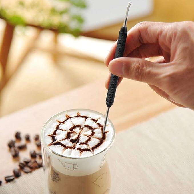 Joyzan Coffee Latte Art Pen, Stainless Steel Spice Cappuccino Pull Needle Decorating Tool Fancy Stitch Barista Precision Carving DIY Kitchen Gadget Espresso Machine Supply Home Cafe Brewing Settings