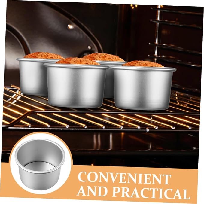 SECFOU 5-Piece Removable Bottom Round Cake Pan Set 2-Inch Aluminum Alloy Molds for Baking Non-Stick Metal Cake Pans for Cheese and Dessert for Home Bakers - Image 5
