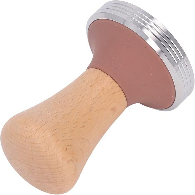 Beech Wood Coffee Tamper, Wooden Handle, Coffee Powder Press, Hammer Mill with Stainless Steel Base for Barista Beginners (51mm)