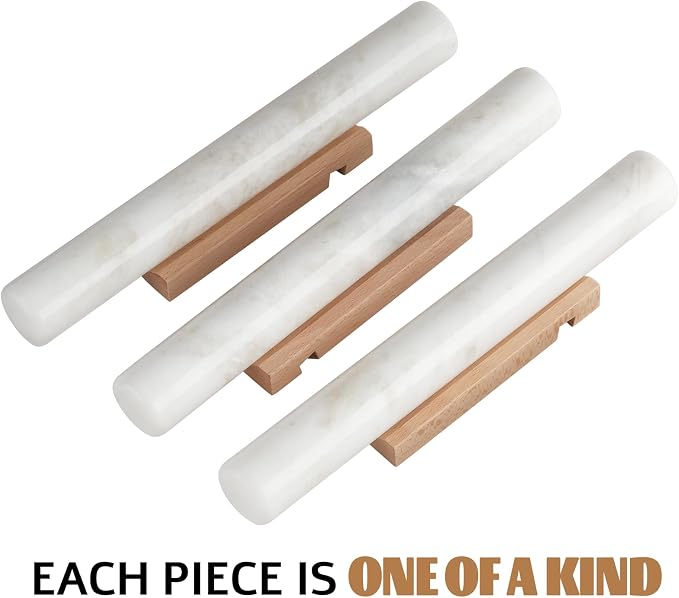 African Natural Marble French Rolling Pin, 16inch Non-Stick Rolling Pin for Baking, Dough Roller for Pasta, Dumpling, Fondant, Pie, Bread, Pizza, Kitchen Baking Tools(Namib Fantasy) - Image 5