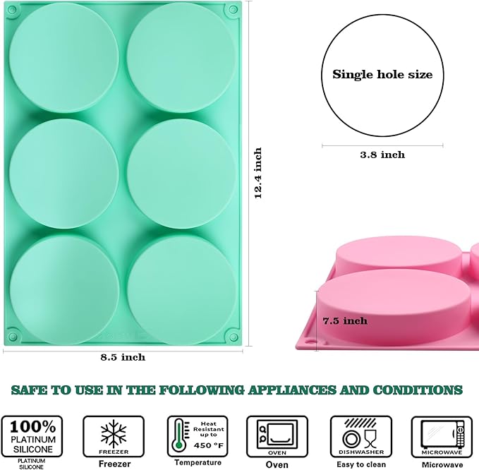 HUAKENER 2 Pcs Silicone Muffin Top Pans for Baking, 4 Inch Non-Stick Round Baking Molds for Mini Cake, Muffin Top, Dessert, Hamburger, Sandwiches Making