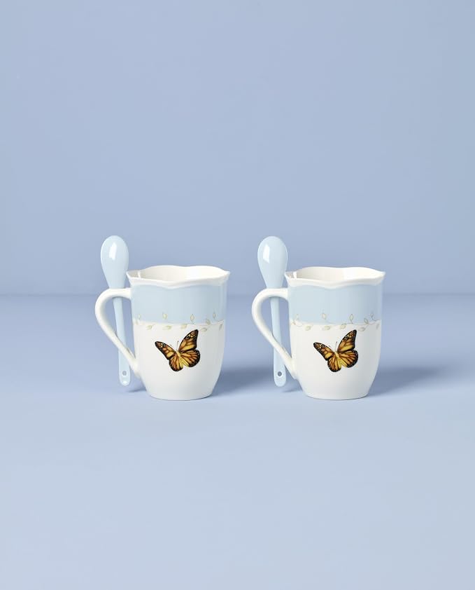 Lenox 897800 Butterfly Meadow Color Mugs With Spoons, Set Of 2, Blue - Image 3